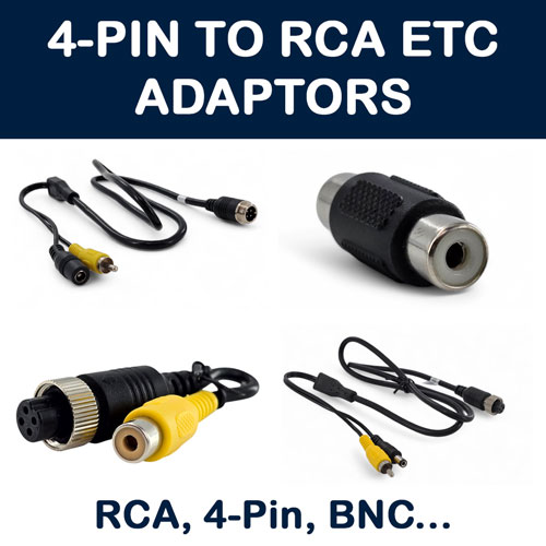 4 Pin to RCA/Phono Reverse Camera Adaptors