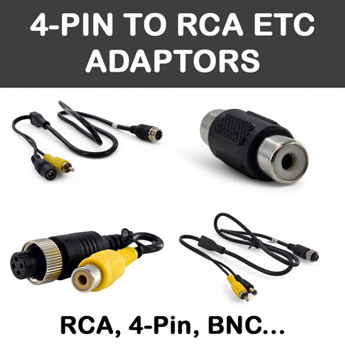 4 Pin to RCA/Phono Reverse Camera Adaptors 4 Pin to RCA/Phono Reverse Camera Adaptors