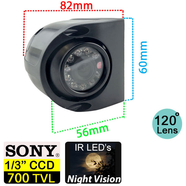 CAM667B Black Side Blind Spot Camera Dimensions / Spec