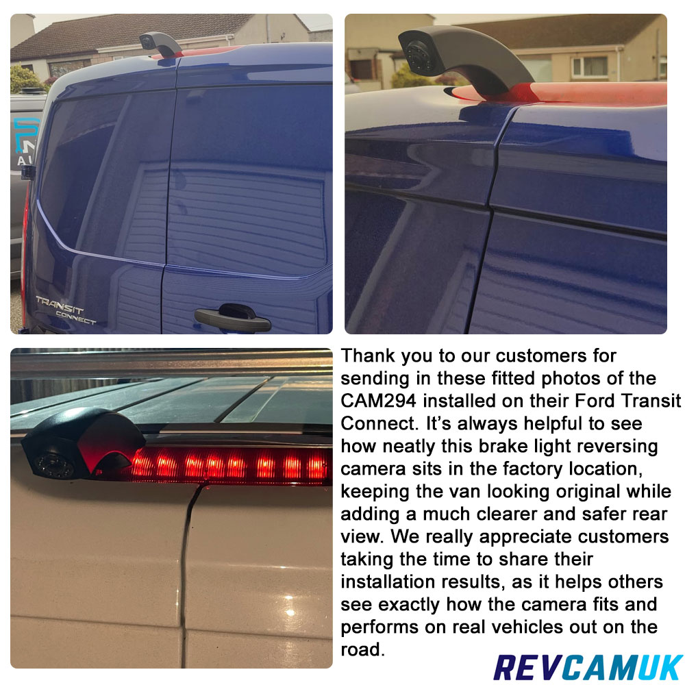 Ford Transit Connect brake light reversing camera installed in factory high-level brake light position