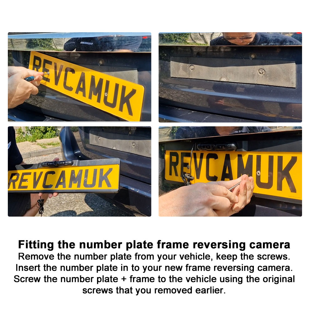 Installation images of the number plate frame reversing camera