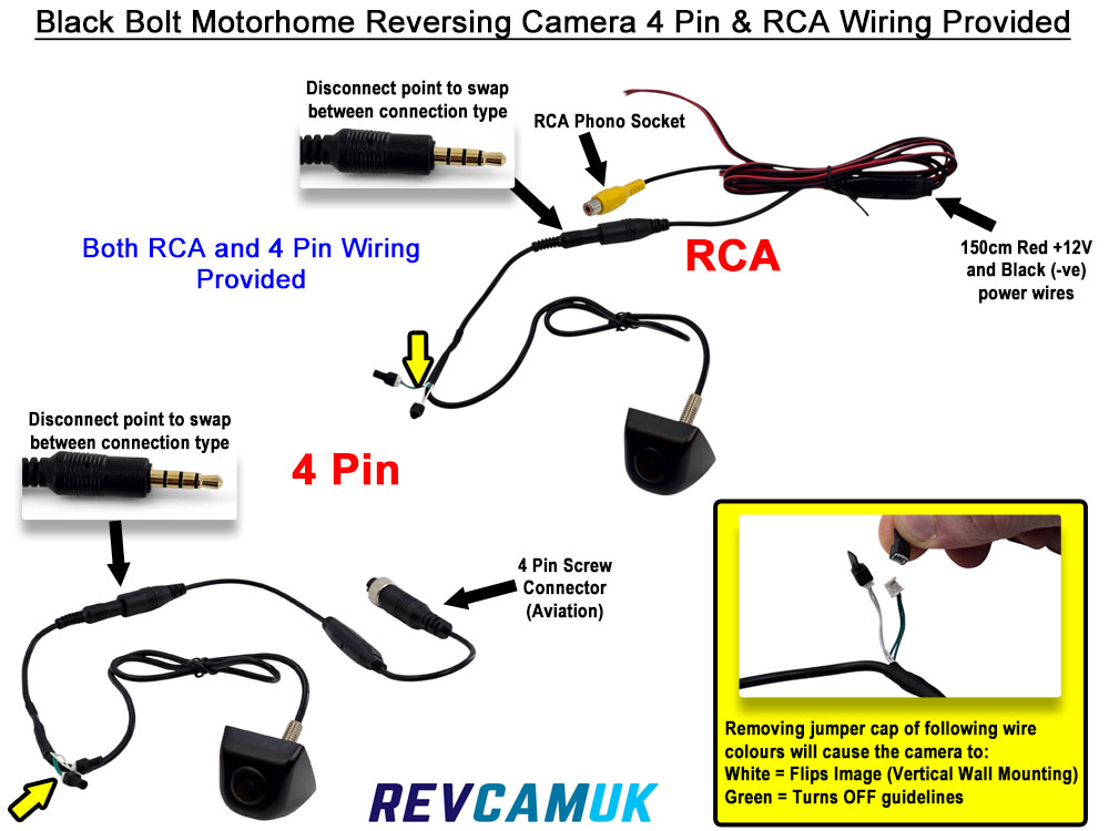 Wiring Layout Image of Black Bolt Reversing Camera for Motorhomes and Vans