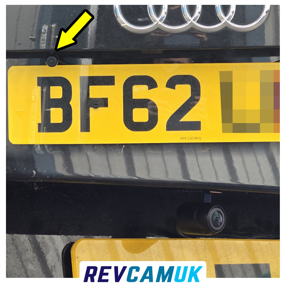CAM085 “butterfly” bracket number plate reversing camera discreetly fitted behind a rear number plate
