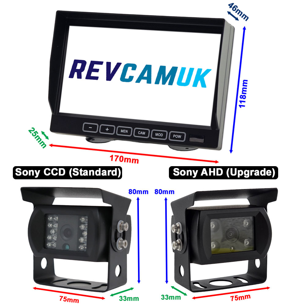 Dimensions Image of Two Camera Horsebox Agricultural Reversing Kit
