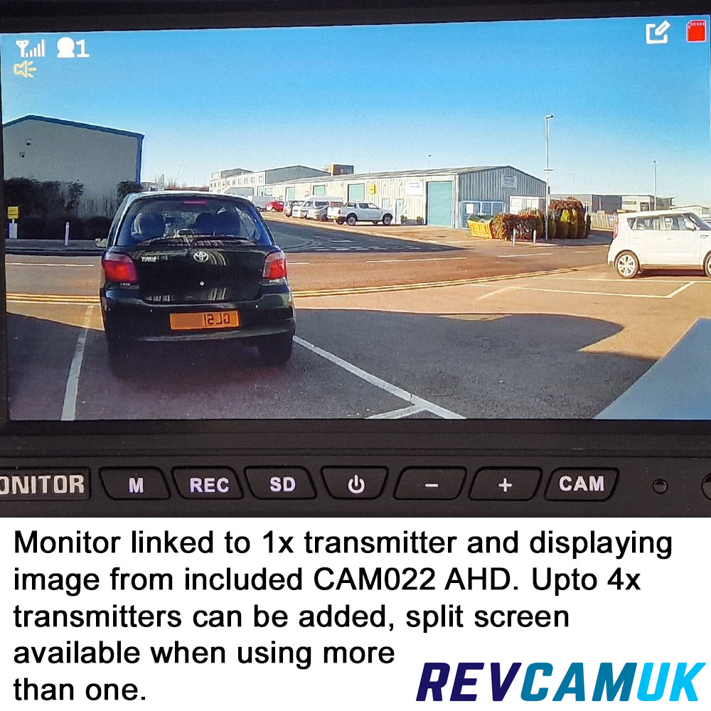dw71 7 inch wireless reversing camera monitor showing image from cam022ahd sony 1080p camera via transmitter