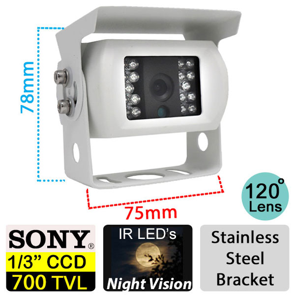 CAM061 White Bracket Reversing Camera Dimensions / Spec