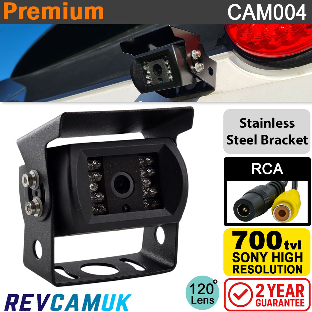 Black Reversing Camera | Sony CCD | RCA Phono connector | Stainless Steel bracket | CAM004