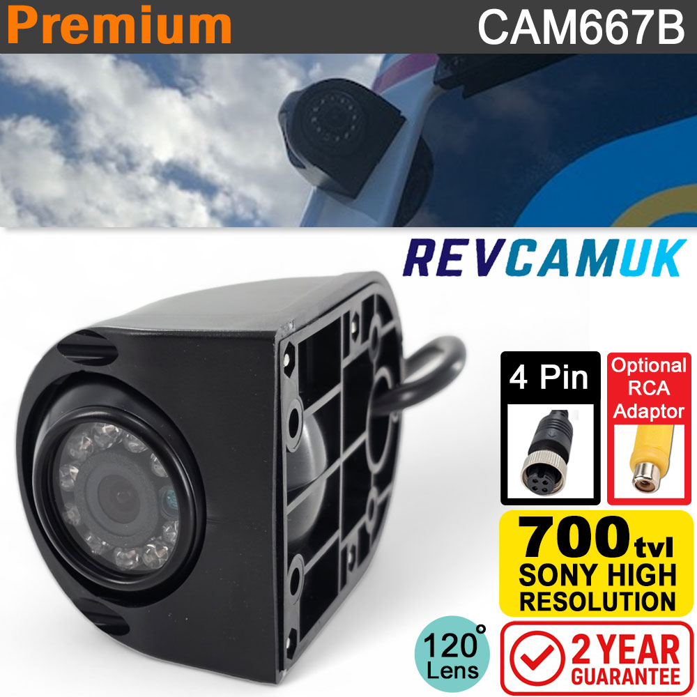 Side / Blind Spot / Cyclist Camera | Sony CCD | Black | 4 Pin connector | CAM667B