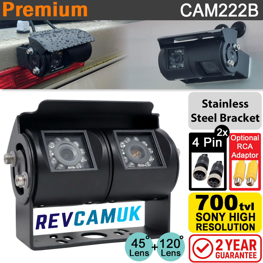 Black Twin Lens Reversing Camera and Rear view Camera | Sony CCD | Stainless Steel bracket | CAM222B