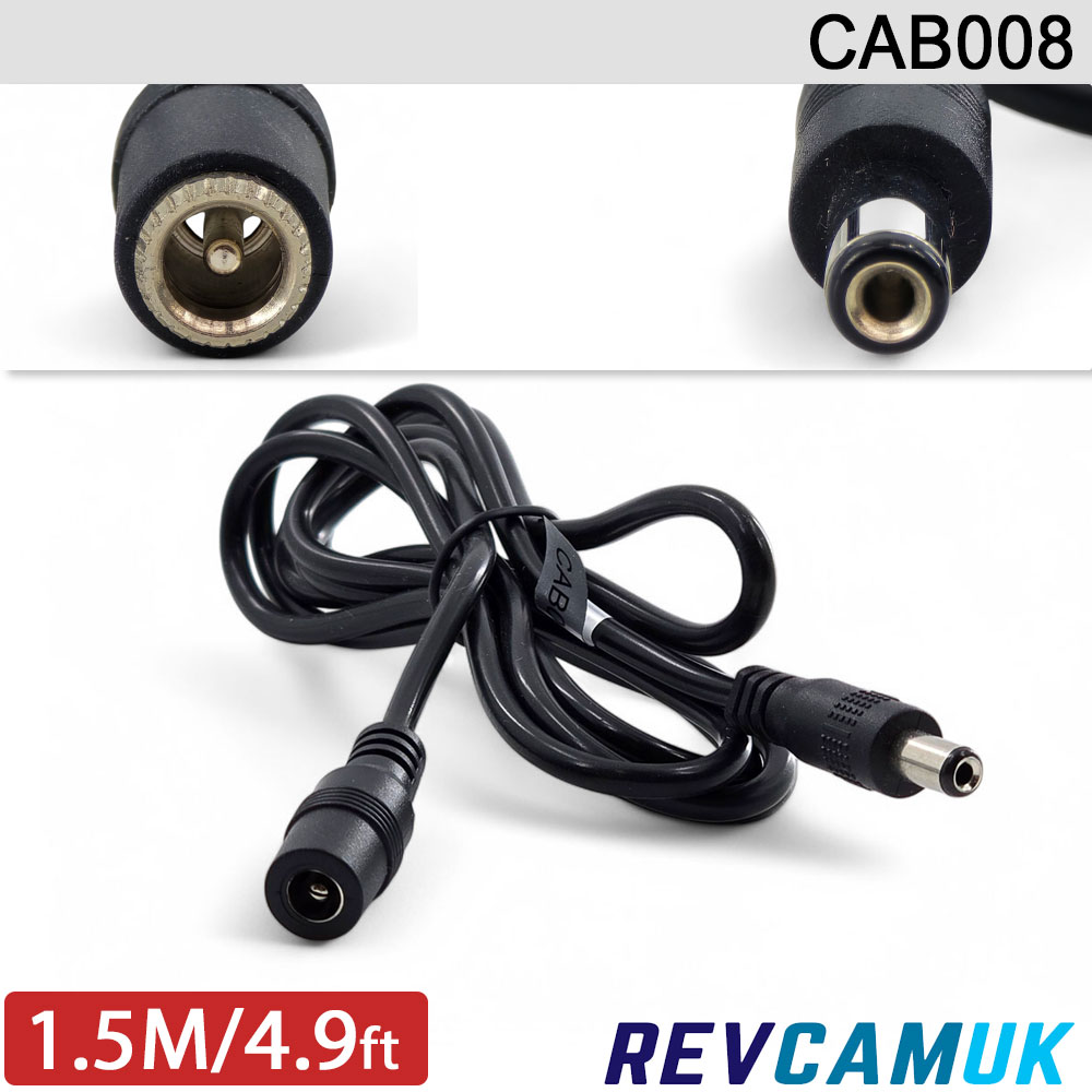 1.5M DC Power Extension 2.1mm/5.5mm (most commonly used for reversing camera power sockets) | CAB008