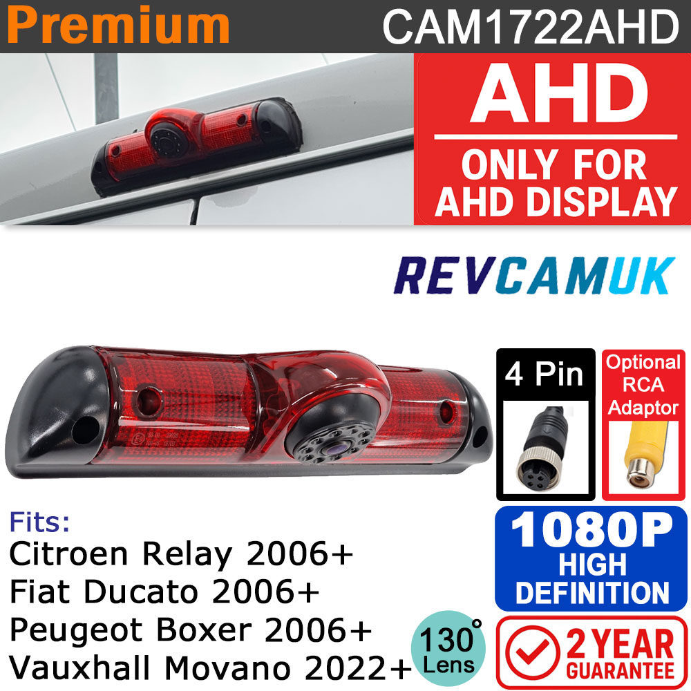 Fiat Ducato, Citroen Relay, Peugeot Boxer & Vauxhall Movano Slimline Brake Light Reversing Camera (1080P AHD) | CAM1722AHD