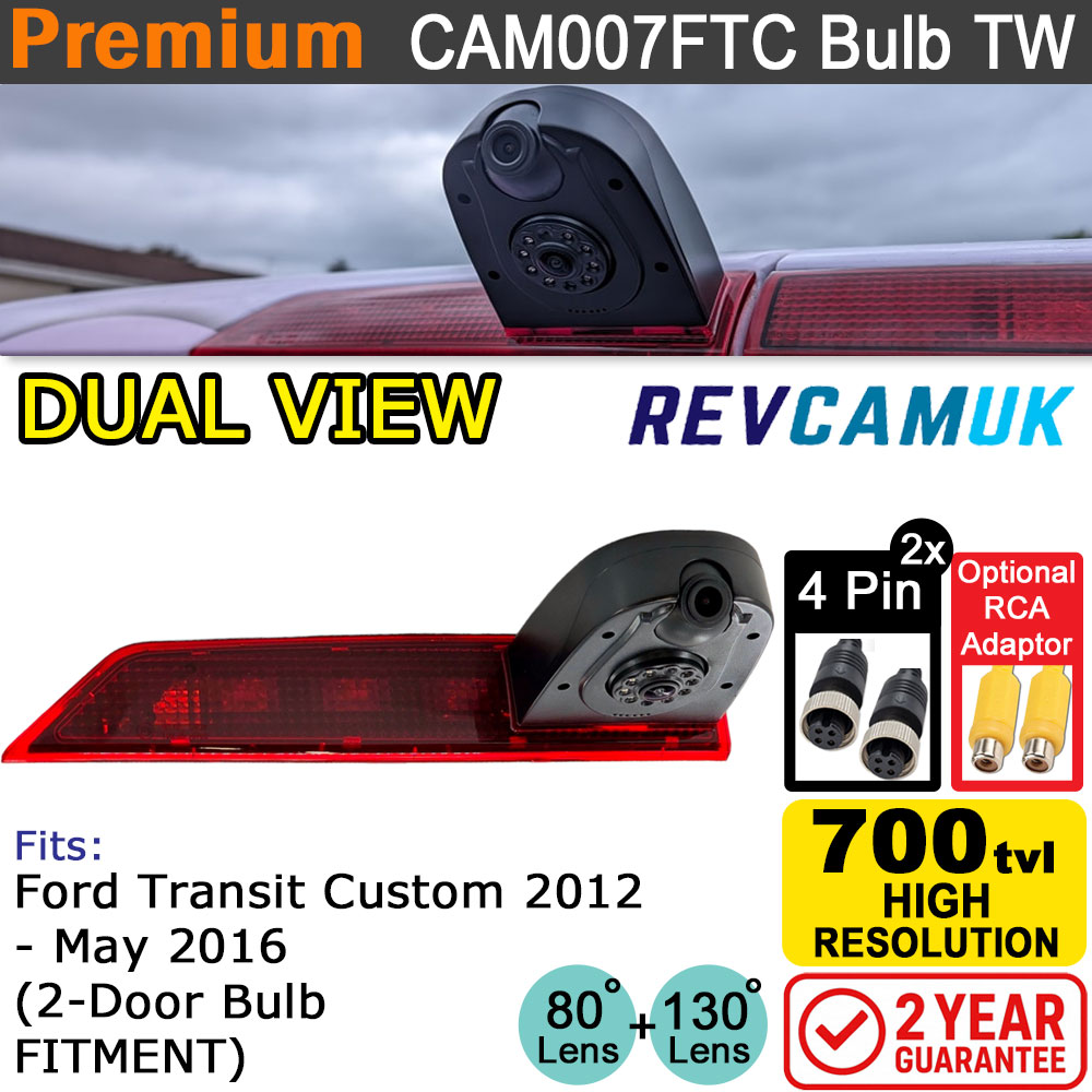 Ford Transit Custom 2012-May 2016 Twin Lens Brake Light Reversing Camera | CAM007FTCTW BULB