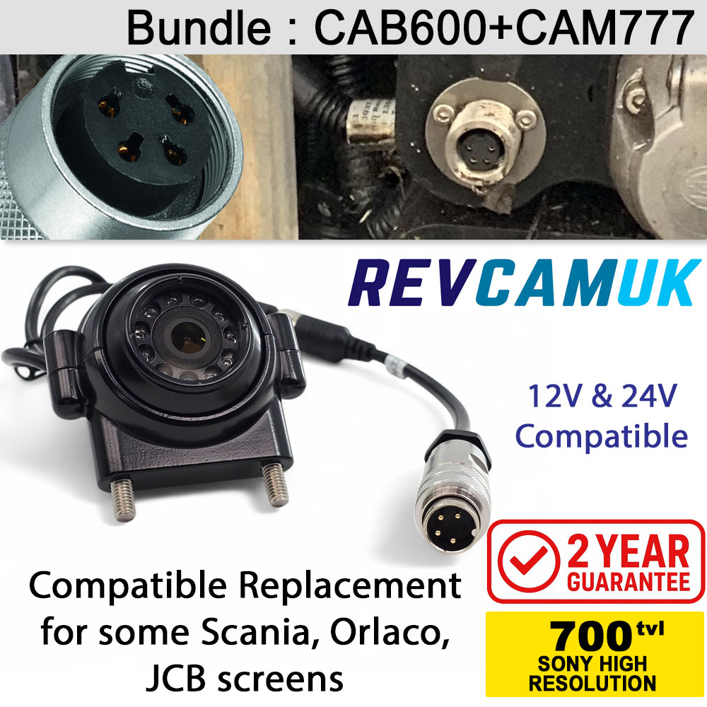Orlaco Replacement Reversing Camera & Adaptor Bundle (12–24V, Telehandler Compatible) - Bundle-CAM777+CAB600