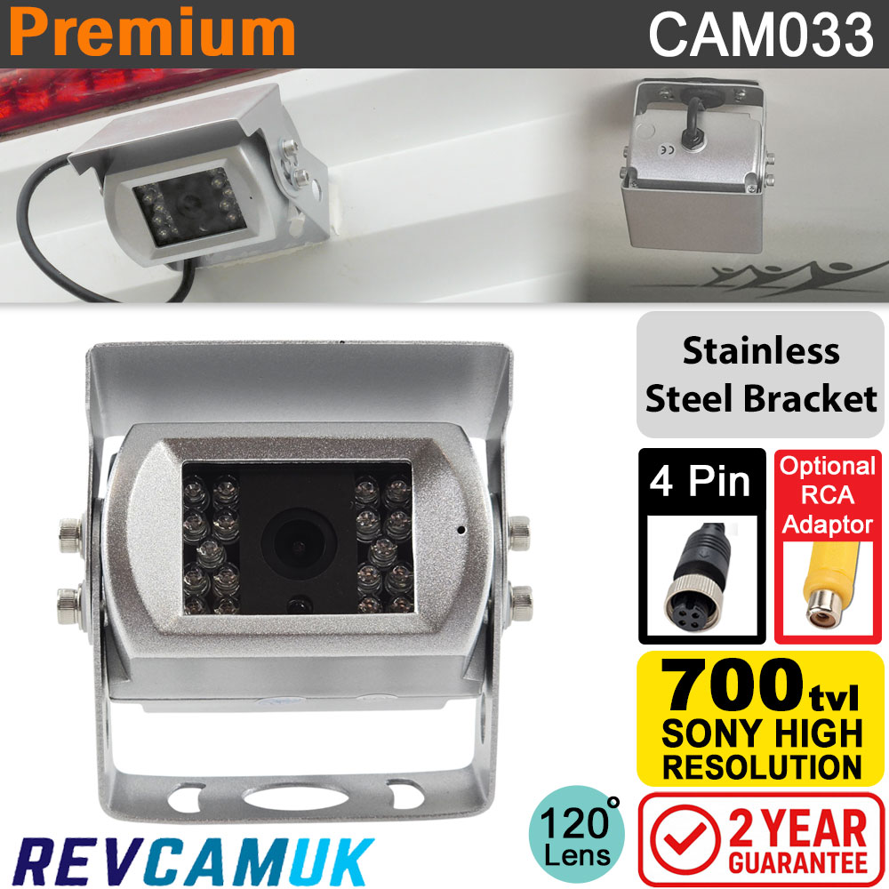 Silver Reverse Parking Camera | Sony CCD | 4 pin connector | Stainless Steel bracket | CAM033
