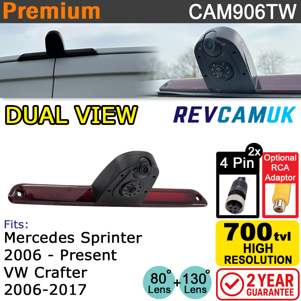 Mercedes Sprinter / VW Crafter Twin Lens Brake Light Reversing + Rear View Camera | CAM906TW