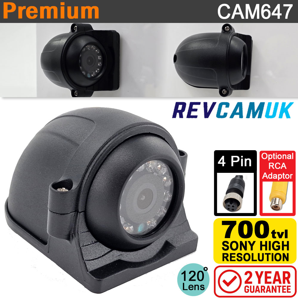 Side / Blind Spot / Cyclist / Pod Reversing Camera | Sony CCD | Black | 4 Pin connector | CAM647CCD