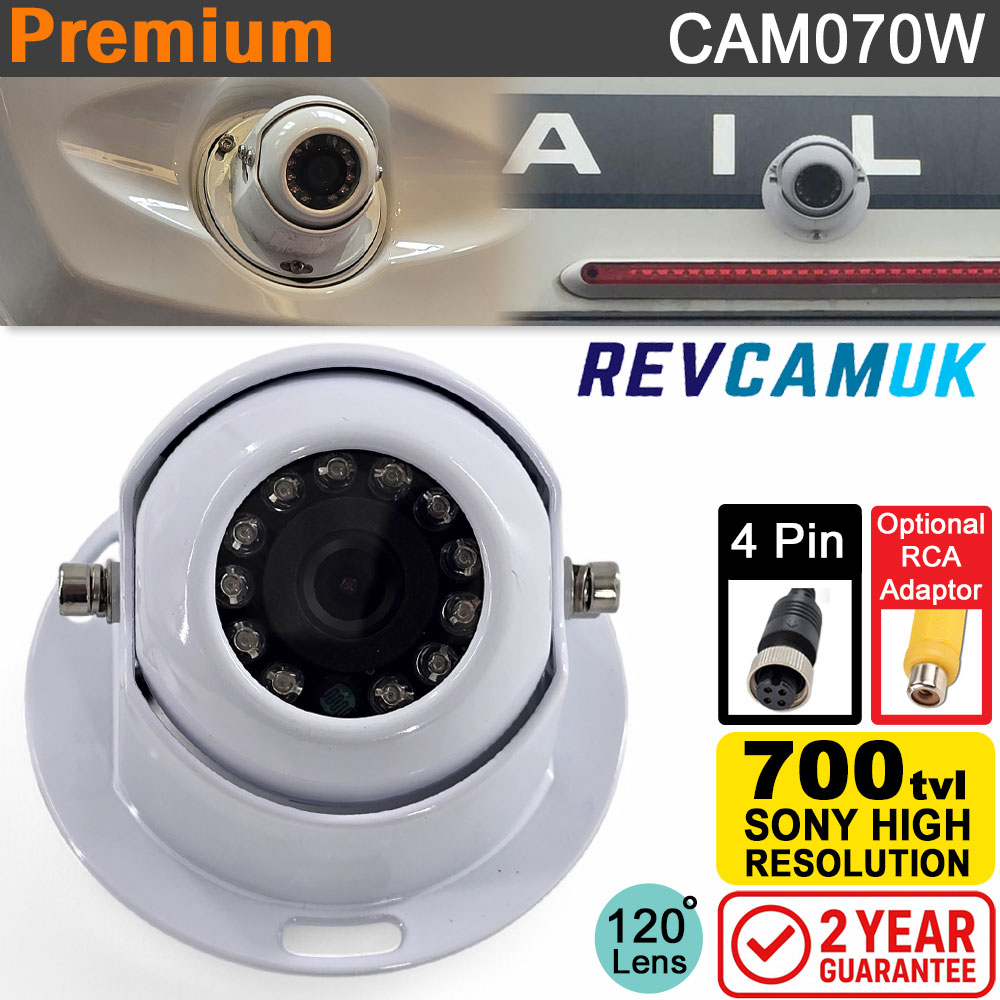 White Dome Reversing Camera | Sony CCD | 4 pin connector | CAM070W