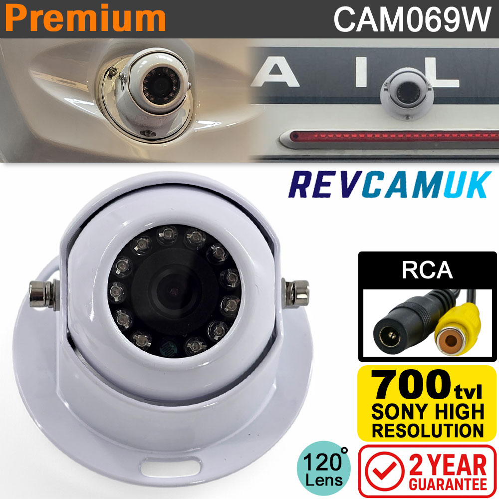 White Dome Reverse Camera | Sony CCD | RCA Phono connector | CAM069W