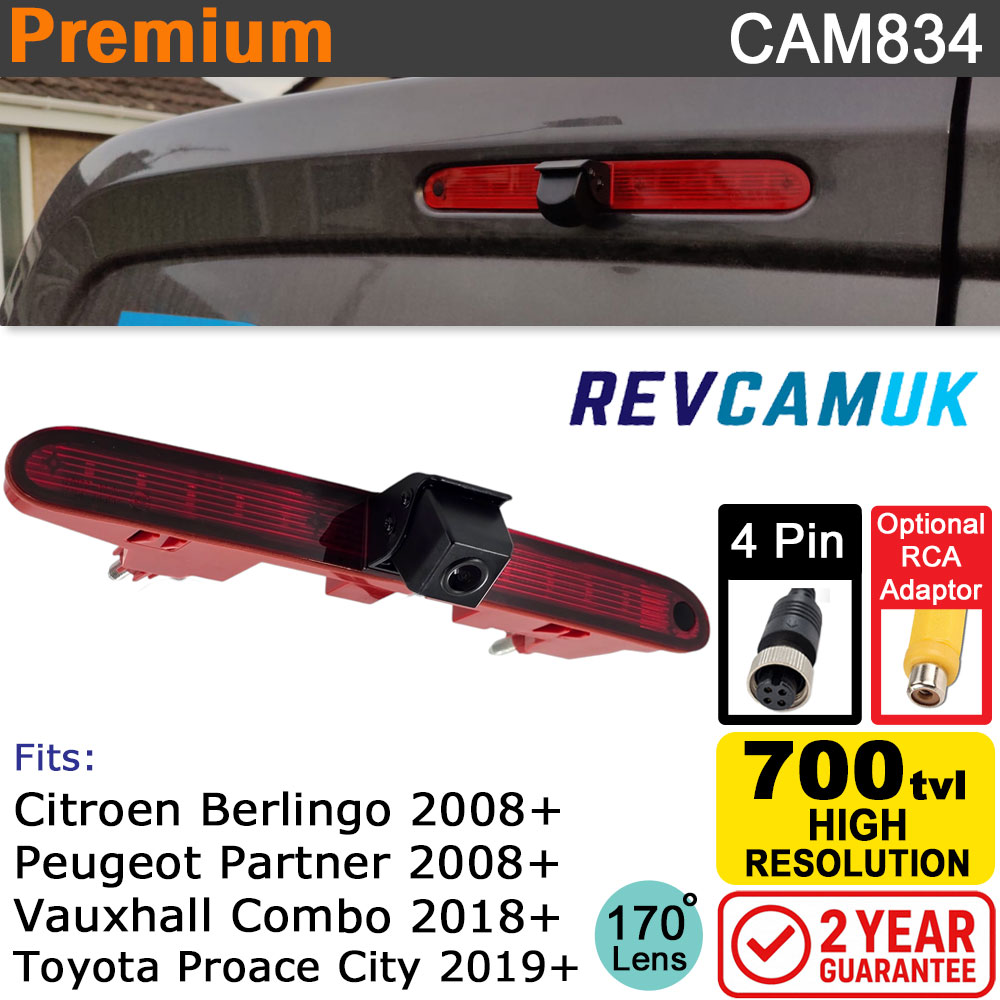 Citroen Berlingo/Peugeot Partner (2008+), Vauxhall Combo (2018+), and Toyota Pro Ace City (2019+) Brake Light Reversing camera | CAM834