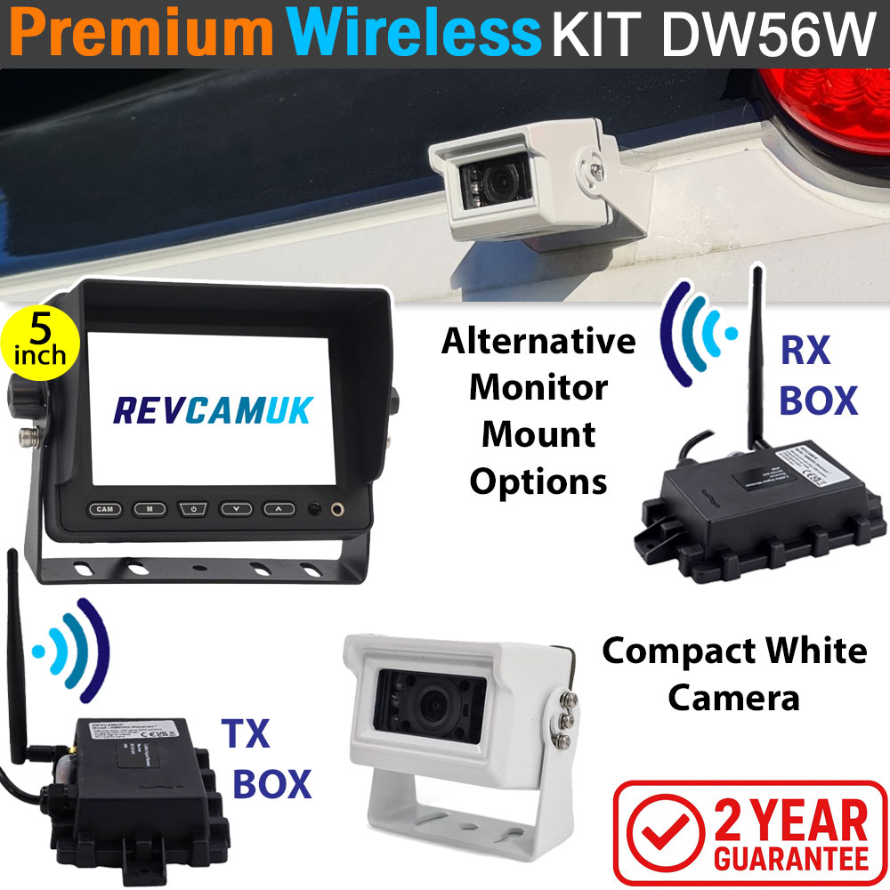 Sony CCD Compact White Bracket Wireless Reverse Camera Kit with 5
