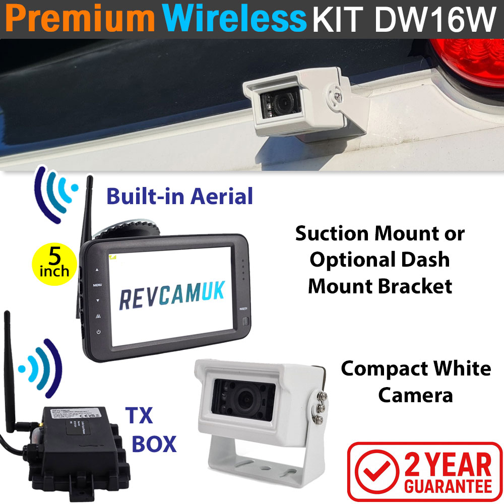 Sony CCD White Bracket Wireless Reverse Camera Kit with 5