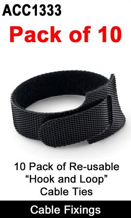 10x 150mm x 12mm Reusable Hook and Loop Cable Ties | ACC1333 10x 150mm x 12mm Reusable Hook and Loop Cable Ties | ACC1333