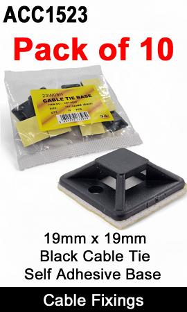 10x Black Cable Tie Adhesive Base | ACC1523 10x Black Cable Tie Adhesive Base | ACC1523