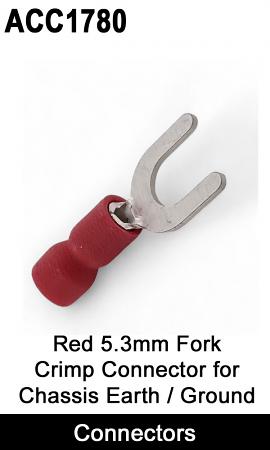 Red 5.3mm Fork Crimp Terminal Connector Ideal for Earth/Ground | ACC1780 Red 5.3mm Fork Crimp Terminal Connector Ideal for Earth/Ground | ACC1780