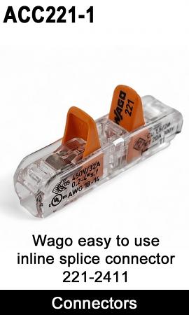 Wago Inline Splice Connector with lever lock and transparent body | ACC221-1 / 221-2411 Wago Inline Splice Connector with lever lock and transparent body | ACC221-1 / 221-2411