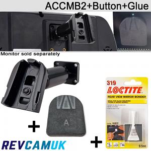 Universal "add a button" Swan neck bracket bundle for non clip-over mirror monitors - ACCMB2+Button+Loctite 319 Glue Universal "add a button" Swan neck bracket bundle for non clip-over mirror monitors - ACCMB2+Button+Loctite 319 Glue