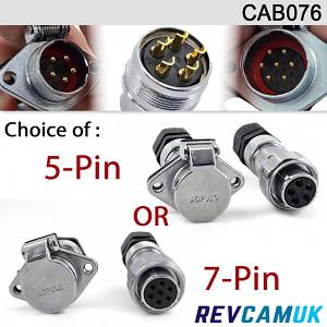 Aopulo trailer connection plug and socket set for reversing cameras - Choice of 5 pin or 7 pin version | CAB076