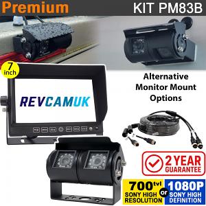 7" Heavy Duty Dash Monitor + Sony CCD (or optional Sony AHD) Black Twin Lens Bracket Reversing & Rearview Camera Kit - PM83 7" Heavy Duty Dash Monitor + Sony CCD (or optional Sony AHD) Black Twin Lens Bracket Reversing & Rearview Camera Kit - PM83