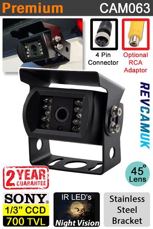 Black Narrow Angle Rear View Camera | Sony CCD | 4 Pin Connector | Stainless Steel bracket | CAM063 Black Narrow Angle Rear View Camera | Sony CCD | 4 Pin Connector | Stainless Steel bracket | CAM063