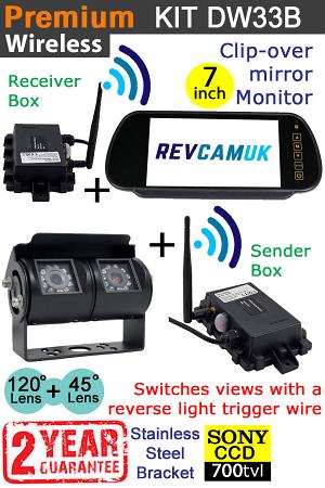 Sony CCD Black Bracket Wireless Twin Lens Reversing and Rear View Camera with 7" mirror monitor | DW33B Sony CCD Black Bracket Wireless Twin Lens Reversing and Rear View Camera with 7" mirror monitor | DW33B