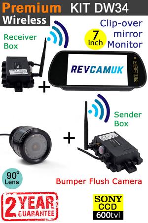 Sony CCD Bullet/Flush/Bumper Wireless Parking Camera Kit with 7" mirror monitor | DW34 Sony CCD Bullet/Flush/Bumper Wireless Parking Camera Kit with 7" mirror monitor | DW34