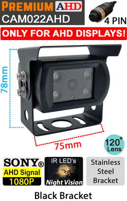 Black Sony 1080P AHD Bracket Reversing Camera - (Only works with 1080P AHD compatible monitors/DVR's) | CAM022AHD Black Sony 1080P AHD Bracket Reversing Camera - (Only works with 1080P AHD compatible monitors/DVR's) | CAM022AHD