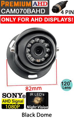 CAM070BAHD - Black Dome Sony 1080P AHD Reversing Camera - (Only works with 1080P AHD compatible monitors/DVR's) CAM070BAHD - Black Dome Sony 1080P AHD Reversing Camera - (Only works with 1080P AHD compatible monitors/DVR's)