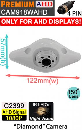 CAM918WAHD - White "Diamond" 1080P AHD Reversing Camera - (Only works with 1080P AHD compatible monitors/DVR's) CAM918WAHD - White "Diamond" 1080P AHD Reversing Camera - (Only works with 1080P AHD compatible monitors/DVR's)