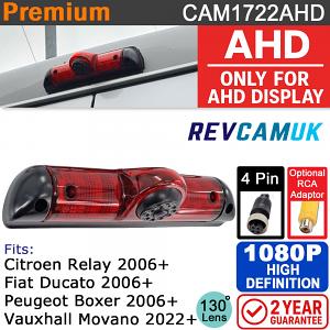 Fiat Ducato, Citroen Relay, Peugeot Boxer & Vauxhall Movano Slimline Brake Light Reversing Camera (1080P AHD) | CAM1722AHD