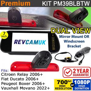Fiat Ducato / Citroen Relay / Peugeot Boxer / Movano Twin Lens Brake Light Reversing Camera / Rear View Camera kit with 7" Mirror Display - PM39BLBTW Fiat Ducato / Citroen Relay / Peugeot Boxer / Movano Twin Lens Brake Light Reversing Camera / Rear View Camera kit with 7" Mirror Display - PM39BLBTW