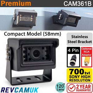 Compact Black Reversing Camera | Sony CCD | 4 pin connector | Stainless Steel bracket | CAM361B Compact Black Reversing Camera | Sony CCD | 4 pin connector | Stainless Steel bracket | CAM361B