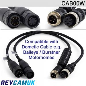 Waeco / Dometic / Baileys / Burstner Motorhome Pre-fitted Cable compatible adaptors 2010+ to Single 4 pin | CAB00W Waeco / Dometic / Baileys / Burstner Motorhome Pre-fitted Cable compatible adaptors 2010+ to Single 4 pin | CAB00W