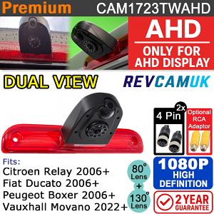 Fiat Ducato / Citroen Relay / Peugeot Boxer / Vauxhall Movano Dual-View Brake Light Reversing and Rear-View Camera (1080P AHD) | CAM1723TWAHD