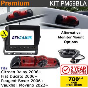 Fiat Ducato / Citroen Relay / Peugeot Boxer / Vauxhall Movano Brake Light Reversing Camera kit with 5" Monitor Display - PM59BLA Fiat Ducato / Citroen Relay / Peugeot Boxer / Vauxhall Movano Brake Light Reversing Camera kit with 5" Monitor Display - PM59BLA