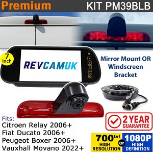 Fiat Ducato / Citroen Relay / Peugeot Boxer / Vauxhall Movano Brake Light Reversing Camera kit with 7" Mirror Display - PM39BLB Fiat Ducato / Citroen Relay / Peugeot Boxer / Vauxhall Movano Brake Light Reversing Camera kit with 7" Mirror Display - PM39BLB
