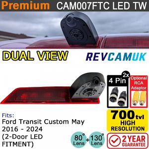 Ford Transit Custom May 2016-2024 Twin Lens Brake Light Reversing Camera | CAM007FTC LED TW