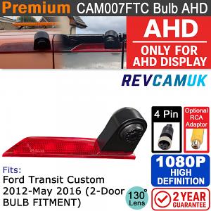 Ford Transit Custom Brake Light Reversing Camera 1080P AHD (Bulb Type - Pre May 2016) | CAM007FTC Bulb AHD