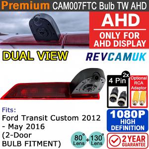 Ford Transit Custom Dual-View Brake Light Reversing and Rear-View Camera 1080P AHD (Bulb Type) | CAM007FTC BULB TW-AHD Ford Transit Custom Dual-View Brake Light Reversing and Rear-View Camera 1080P AHD (Bulb Type) | CAM007FTC BULB TW-AHD