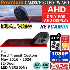 Ford Transit Custom Dual-View Brake Light Reversing and Rear-View Camera 1080P AHD (LED Type) | CAM007FTC LED TW-AHD Ford Transit Custom Dual-View Brake Light Reversing and Rear-View Camera 1080P AHD (LED Type) | CAM007FTC LED TW-AHD