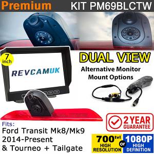 Ford Transit Mk8 (2014+) Twin Lens Brake Light Rear View + Reversing Camera kit with 7" Monitor Display - PM69BLCTW Ford Transit Mk8 (2014+) Twin Lens Brake Light Rear View + Reversing Camera kit with 7" Monitor Display - PM69BLCTW